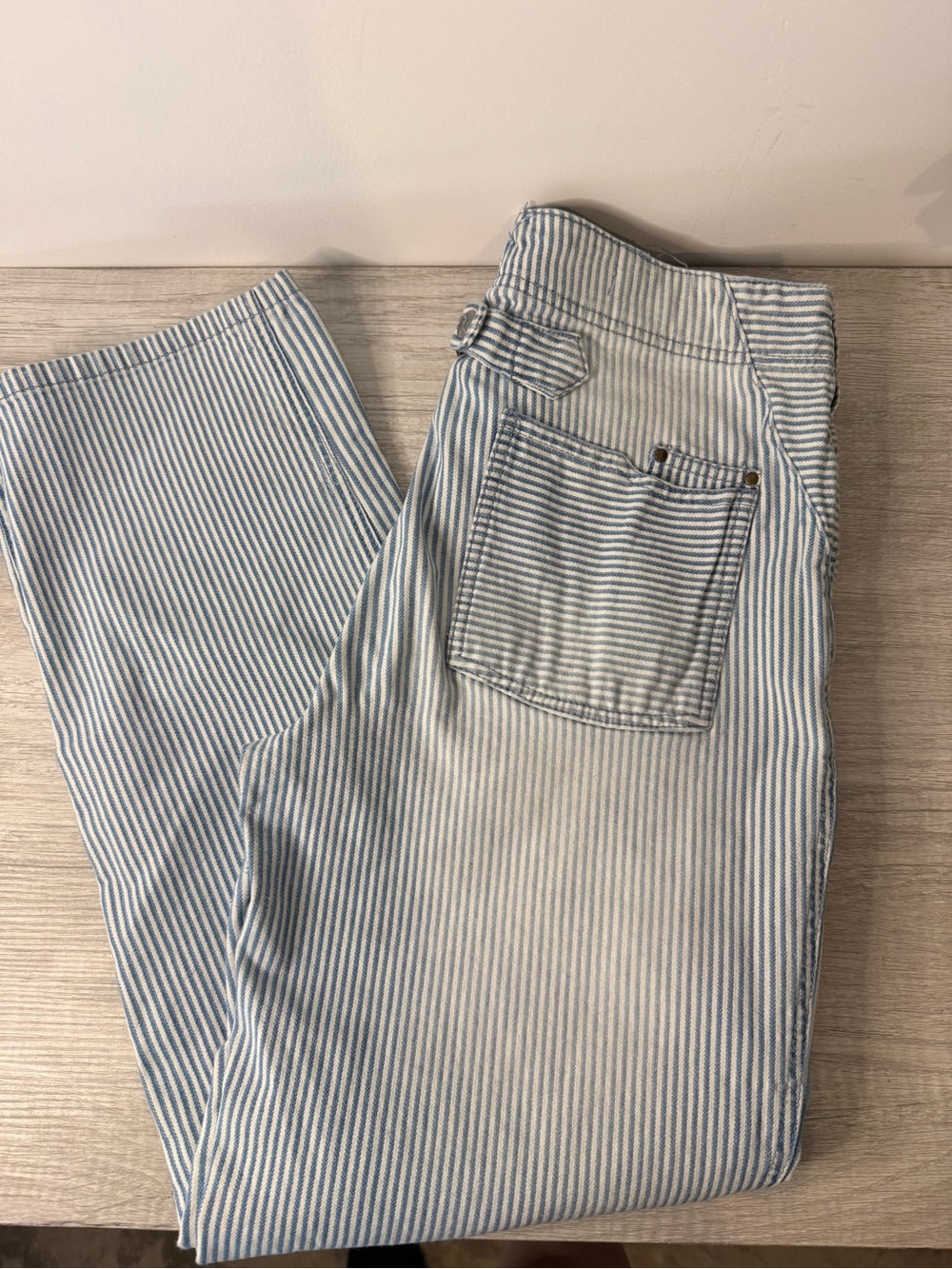Anthropologie Pilcro Striped High-Rise Utility Patch Pocket Crop Jeans Size 28